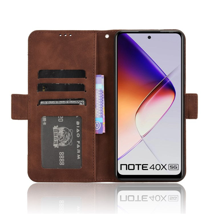 For Infinix Note 40X 5G X6838 Leather Case Phone Wallet Cover with Multiple Card Slots - Brown