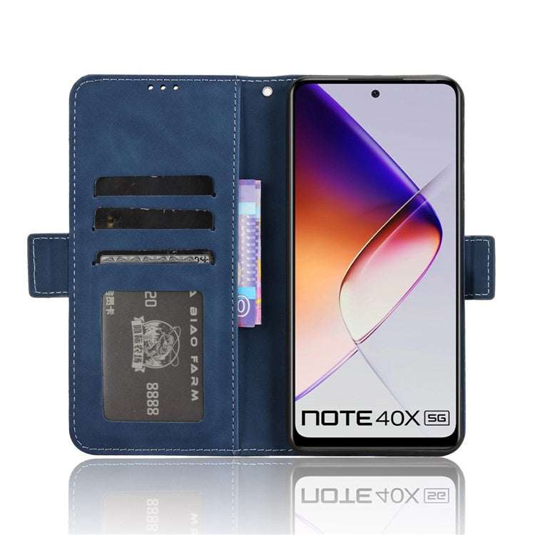 For Infinix Note 40X 5G X6838 Leather Case Phone Wallet Cover with Multiple Card Slots - Blue