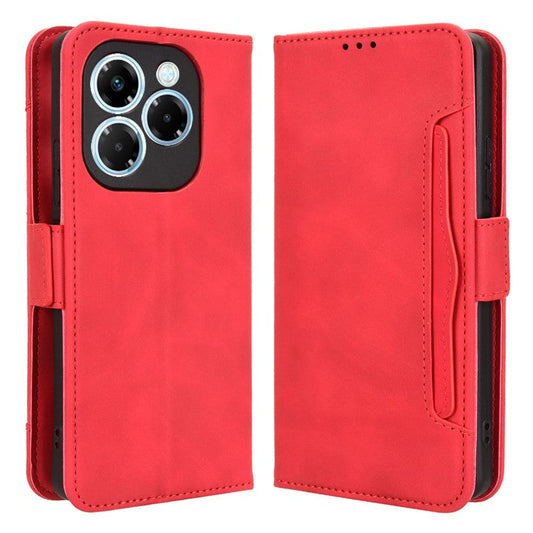 For Infinix Note 40X 5G X6838 Leather Case Phone Wallet Cover with Multiple Card Slots - Red