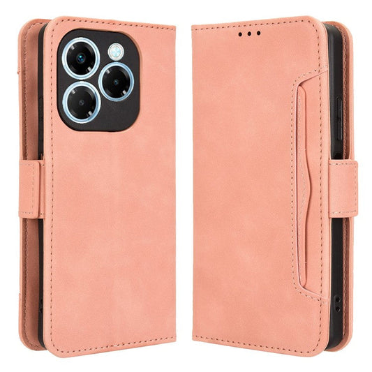 For Infinix Note 40X 5G X6838 Leather Case Phone Wallet Cover with Multiple Card Slots - Pink