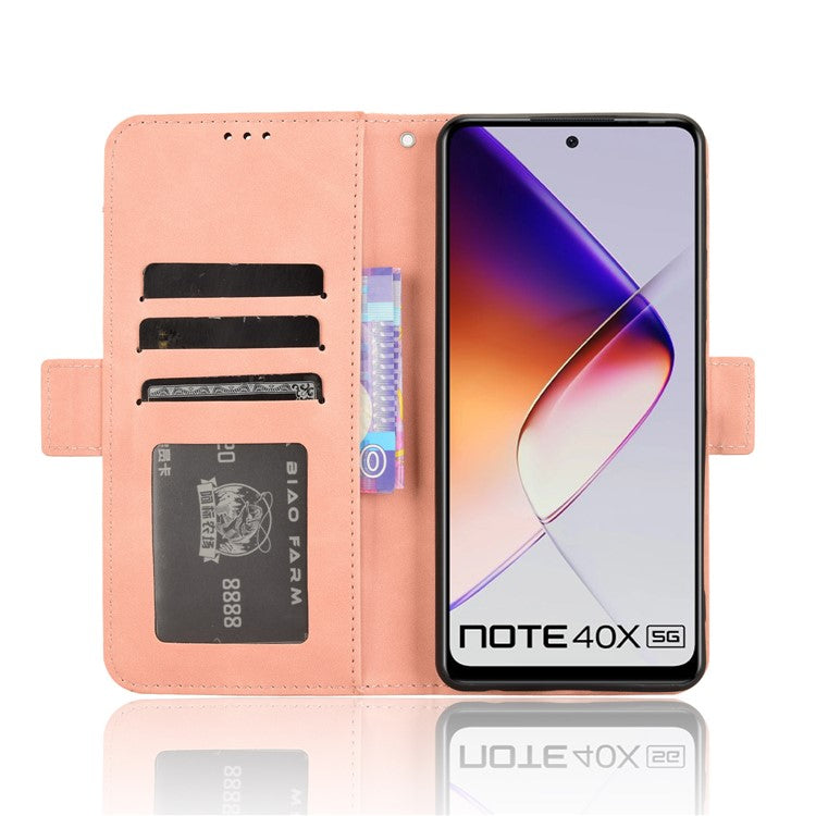 For Infinix Note 40X 5G X6838 Leather Case Phone Wallet Cover with Multiple Card Slots - Pink