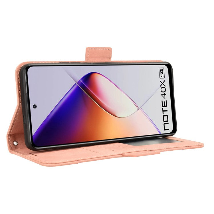For Infinix Note 40X 5G X6838 Leather Case Phone Wallet Cover with Multiple Card Slots - Pink