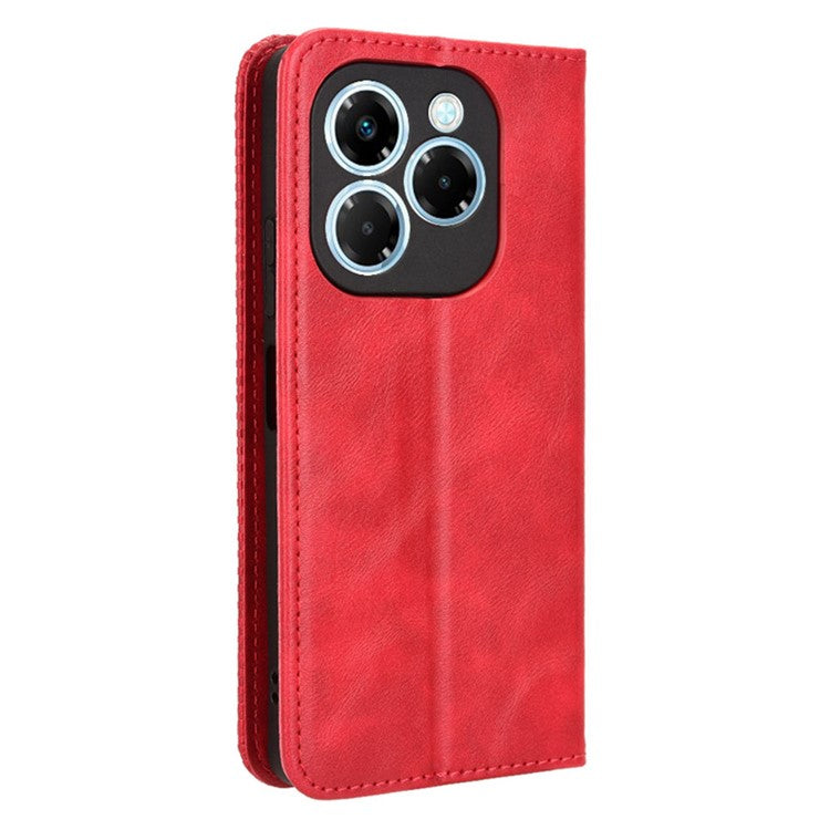 For Infinix Note 40X 5G X6838 Leather Case Wallet Stand Retro Texture Phone Cover - Red
