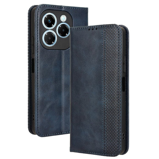For Infinix Note 40X 5G X6838 Leather Case Wallet Stand Retro Texture Phone Cover - Blue