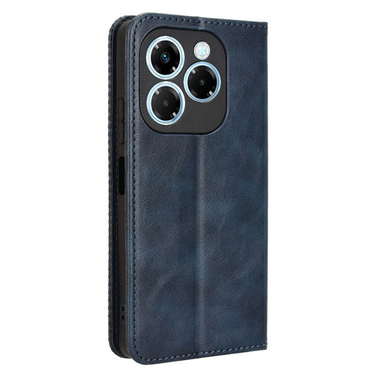 For Infinix Note 40X 5G X6838 Leather Case Wallet Stand Retro Texture Phone Cover - Blue