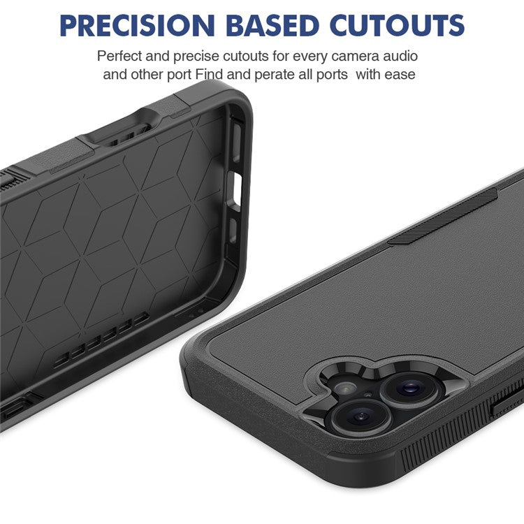 For iPhone 16 Plus Case 2-in-1 PC+TPU Shockproof Phone Cover - Black