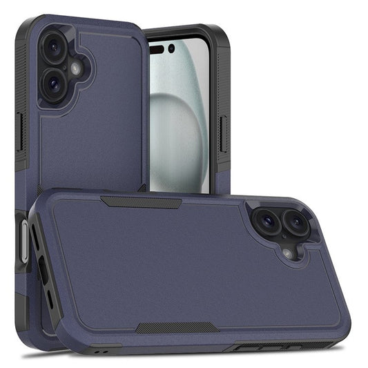 For iPhone 16 Plus Case 2-in-1 PC+TPU Shockproof Phone Cover - Dark Blue