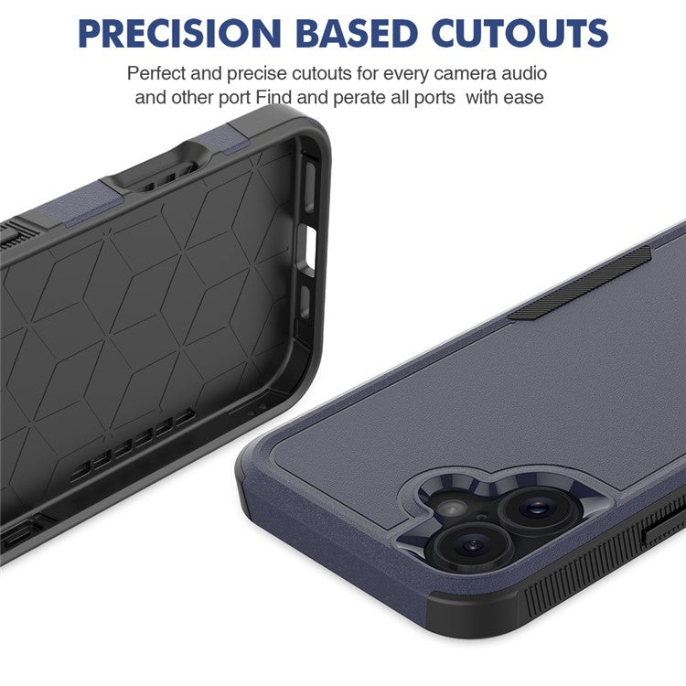 For iPhone 16 Plus Case 2-in-1 PC+TPU Shockproof Phone Cover - Dark Blue