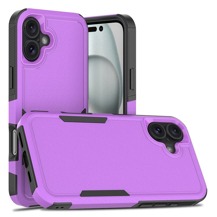 For iPhone 16 Plus Case 2-in-1 PC+TPU Shockproof Phone Cover - Purple