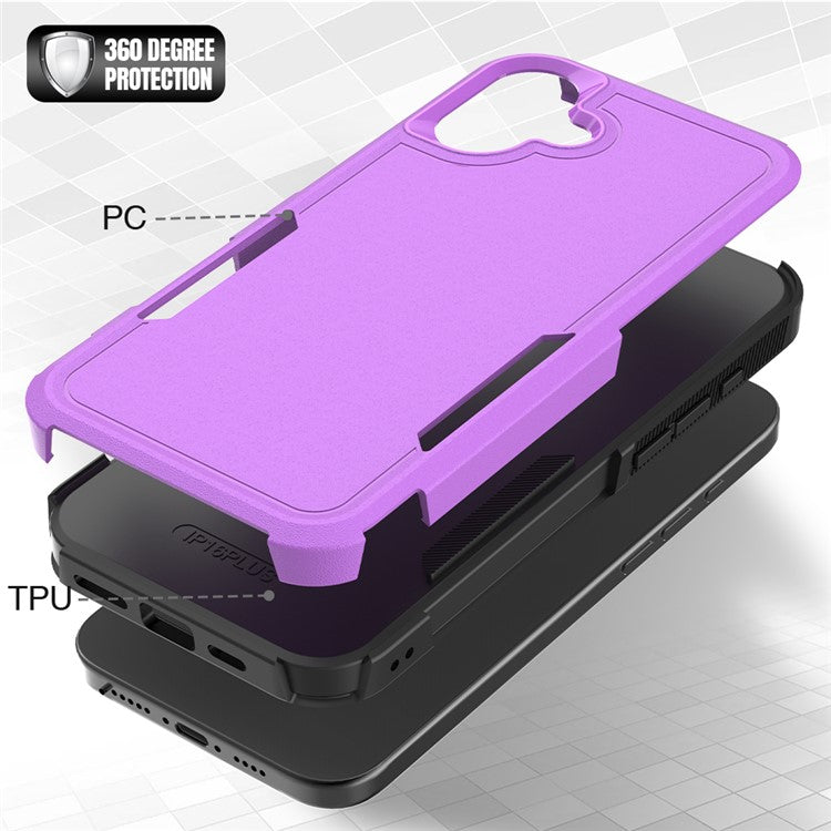For iPhone 16 Plus Case 2-in-1 PC+TPU Shockproof Phone Cover - Purple