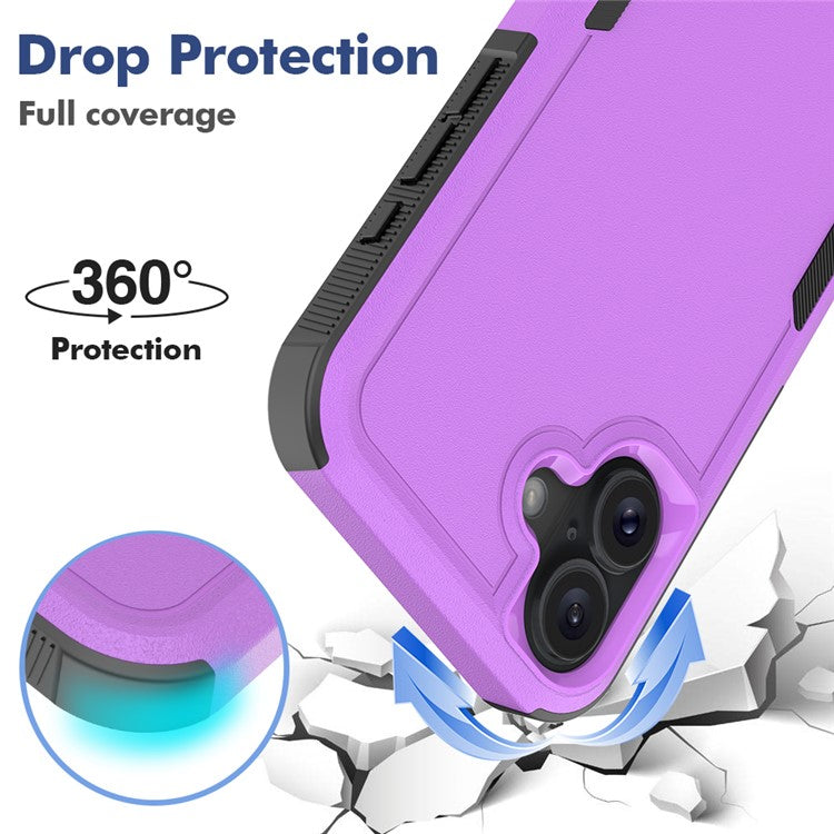 For iPhone 16 Plus Case 2-in-1 PC+TPU Shockproof Phone Cover - Purple