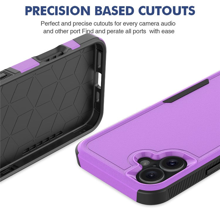 For iPhone 16 Plus Case 2-in-1 PC+TPU Shockproof Phone Cover - Purple