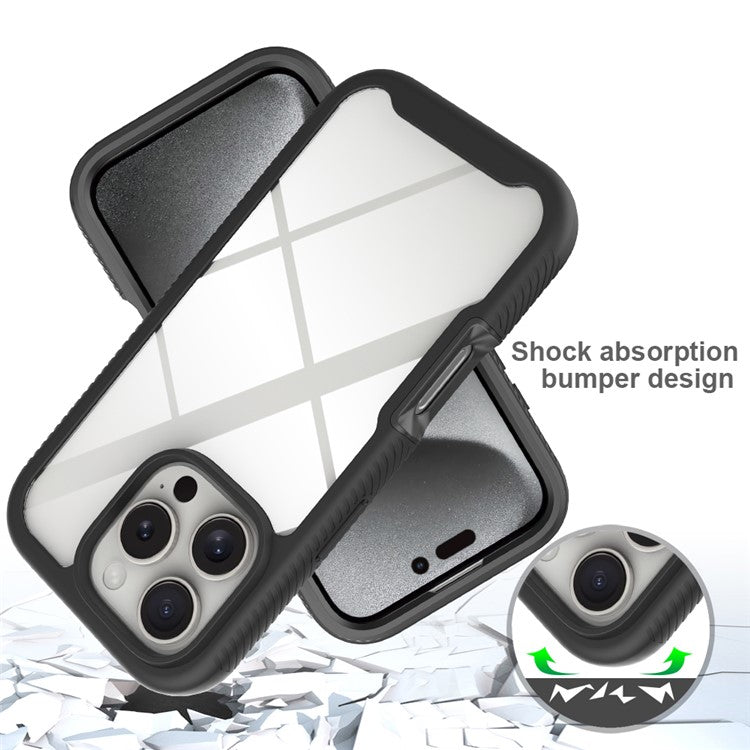 For iPhone 16 Pro Case Anti-Drop 2-in-1 PC+TPU Phone Cover - Black
