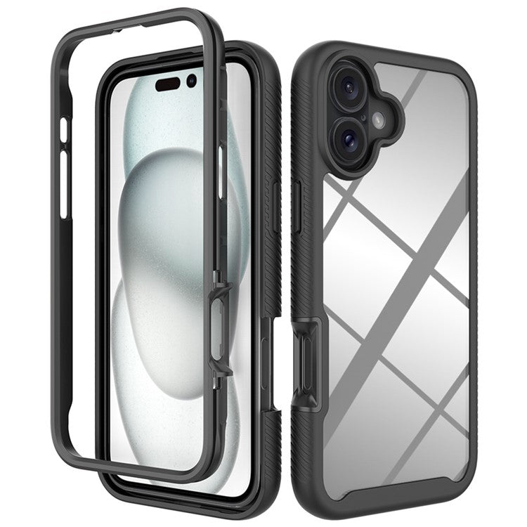 For iPhone 16 Plus Case Anti-Drop 2-in-1 PC+TPU Phone Cover - Black