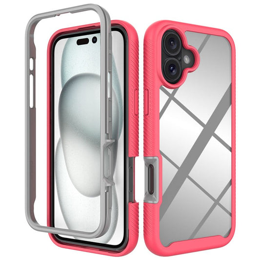 For iPhone 16 Plus Case Anti-Drop 2-in-1 PC+TPU Phone Cover - Pink