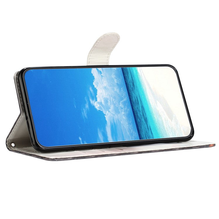 For Google Pixel 9 Pro XL Case PU Leather 3D Pattern Printing Wallet Phone Cover - Pink Blue Marble