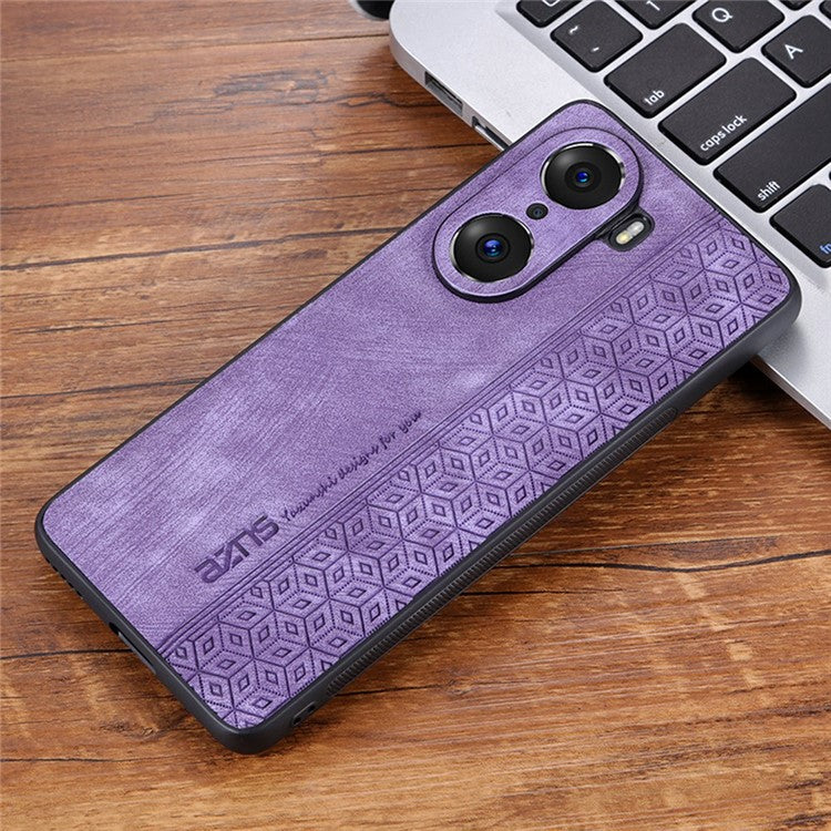 AZNS For Honor 60 Pro Anti-scratch Imprinted Pattern PU Leather Coated TPU Phone Cover Anti-fingerprint Cell Phone Case - Purple