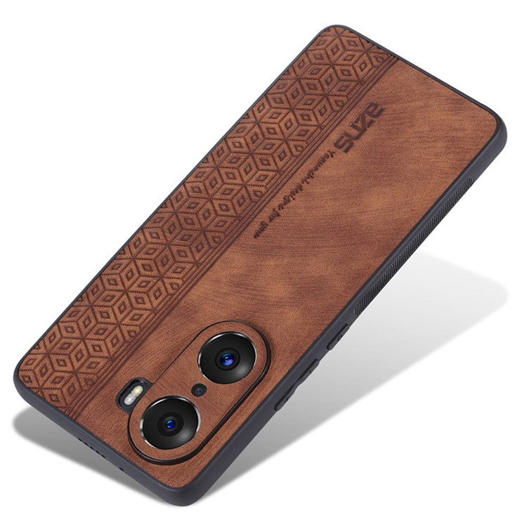 AZNS For Honor 60 Pro Anti-scratch Imprinted Pattern PU Leather Coated TPU Phone Cover Anti-fingerprint Cell Phone Case - Brown