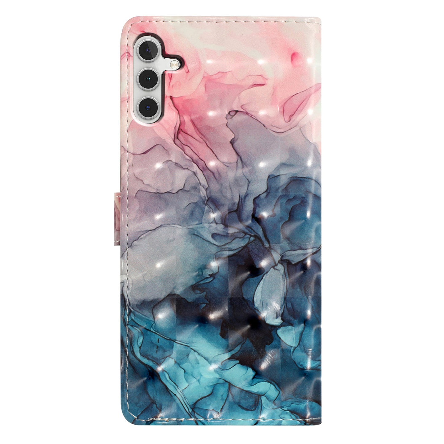 For Samsung Galaxy A16 5G / A16 4G Case PU Leather 3D Pattern Printing Wallet Phone Cover - Pink Blue Marble