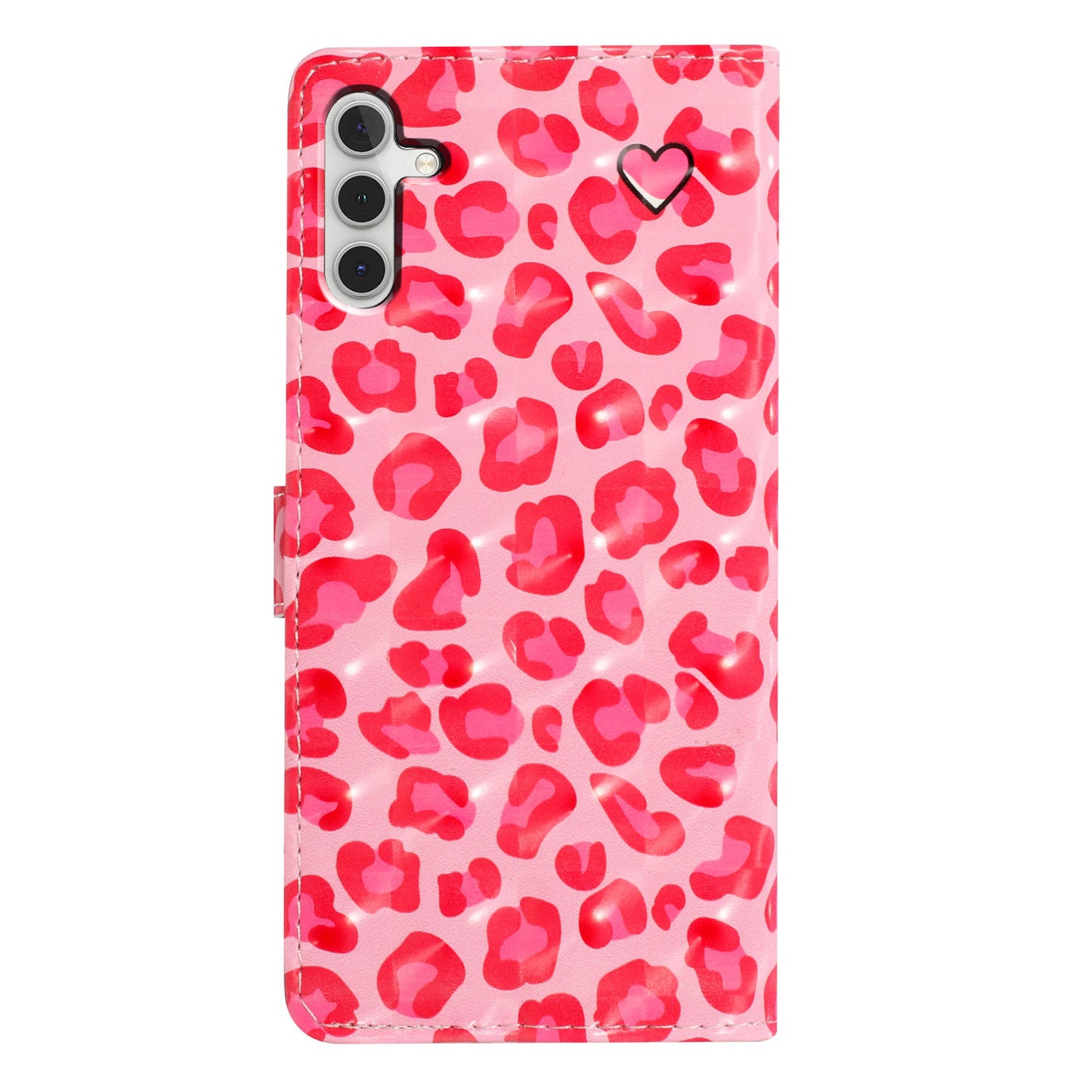 For Samsung Galaxy A16 5G / A16 4G Case PU Leather 3D Pattern Printing Wallet Phone Cover - Pink Leopard Print