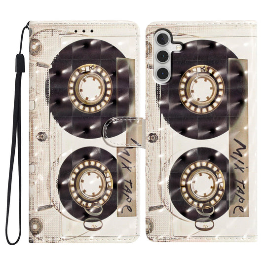 For Samsung Galaxy A16 5G / A16 4G Case PU Leather 3D Pattern Printing Wallet Phone Cover - Tape