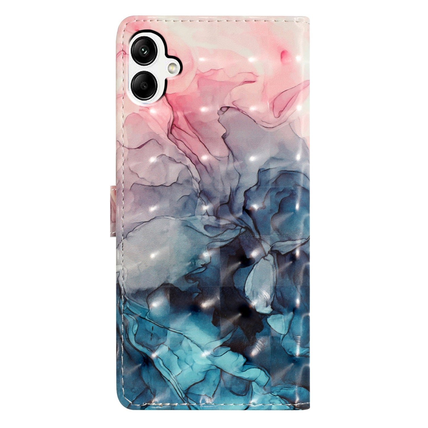 For Samsung Galaxy A06 Case PU Leather 3D Pattern Printing Wallet Phone Cover - Pink Blue Marble