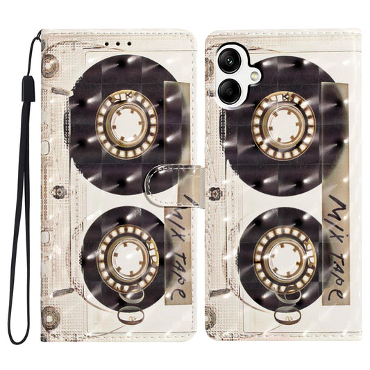For Samsung Galaxy A06 Case PU Leather 3D Pattern Printing Wallet Phone Cover - Tape