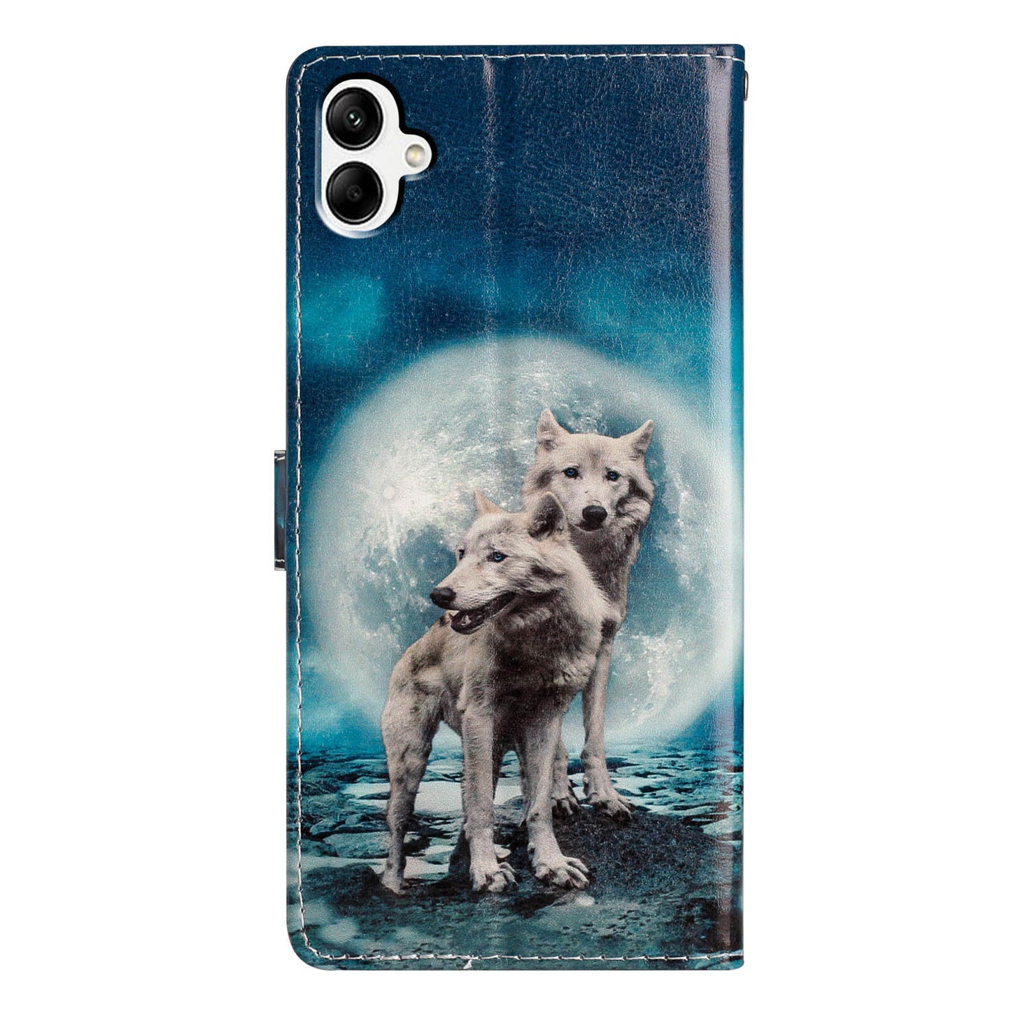 For Samsung Galaxy A06 Wallet Case PU Leather Pattern Printing Stand Phone Cover with Strap - Two Wolves
