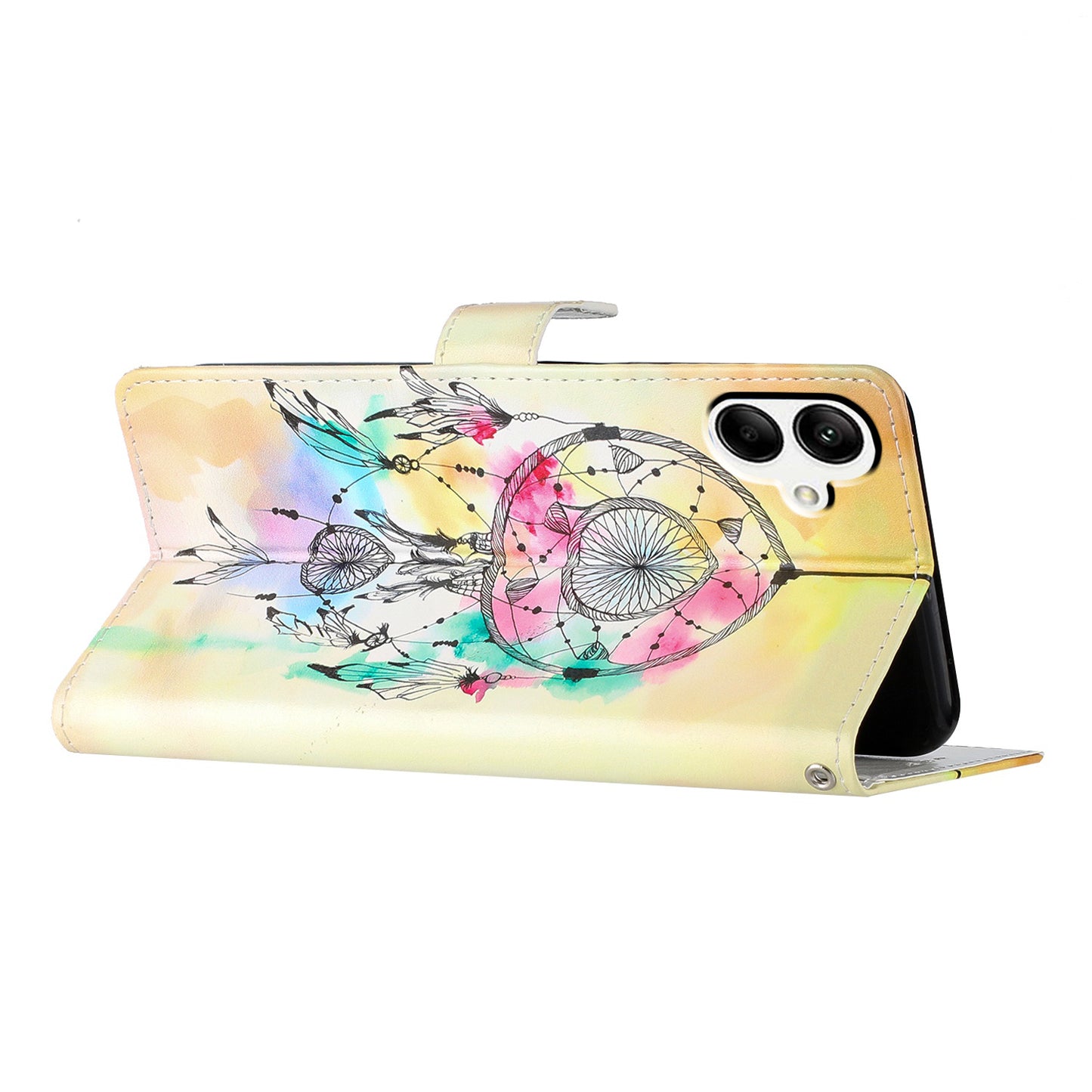 For Samsung Galaxy A06 Wallet Case PU Leather Pattern Printing Stand Phone Cover with Strap - Wind Chime