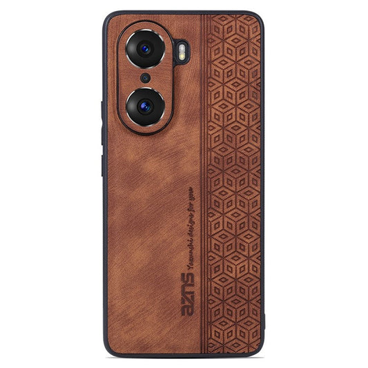 AZNS For Honor 60 TPU+PU Leather Phone Cover Anti-slip Anti-scratch Imprinted Pattern Cell Phone Case - Brown