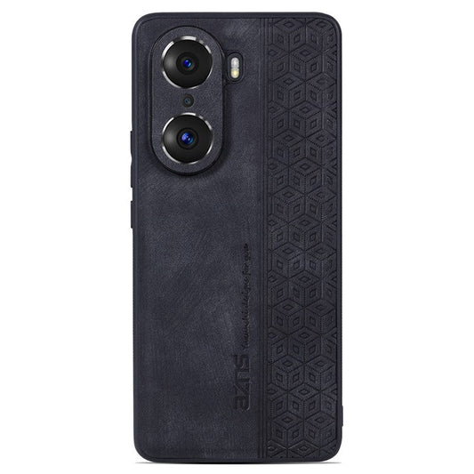 AZNS For Honor 60 TPU+PU Leather Phone Cover Anti-slip Anti-scratch Imprinted Pattern Cell Phone Case - Black