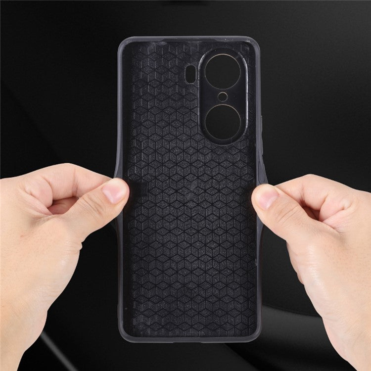 AZNS For Honor 60 TPU+PU Leather Phone Cover Anti-slip Anti-scratch Imprinted Pattern Cell Phone Case - Black