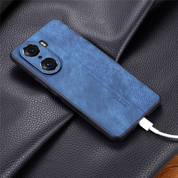 AZNS For Honor 60 TPU+PU Leather Phone Cover Anti-slip Anti-scratch Imprinted Pattern Cell Phone Case - Black