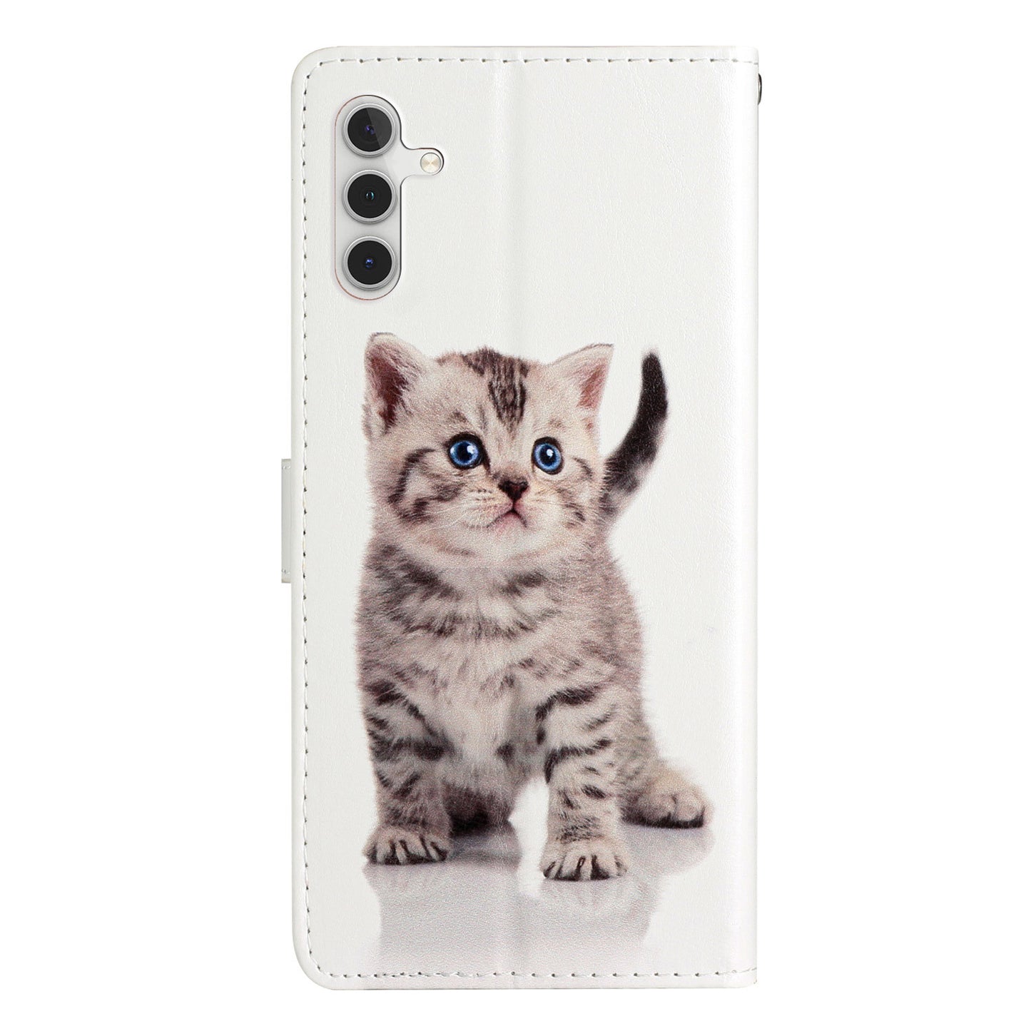 For Samsung Galaxy A16 5G / A16 4G Wallet Case PU Leather Pattern Printing Stand Phone Cover with Strap - Cute Cat