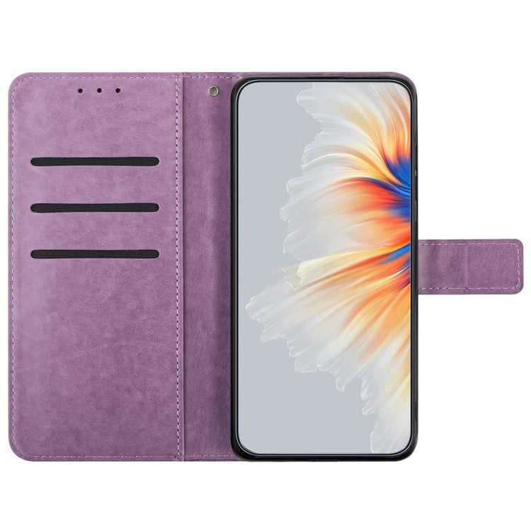 For Google Pixel 9 Pro  /  Pixel 9 Leather Case with Card Slots Mandala Pattern Phone Cover Stand - Purple