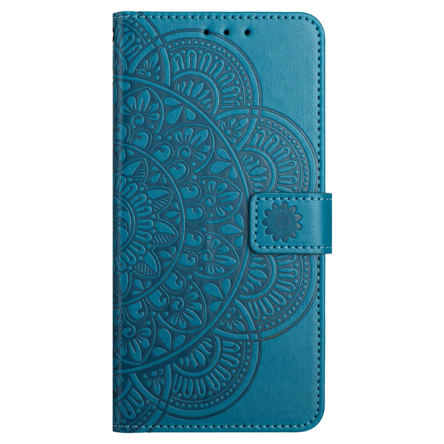 For Samsung Galaxy A06 Leather Case with Card Slots Mandala Pattern Phone Cover Stand - Blue
