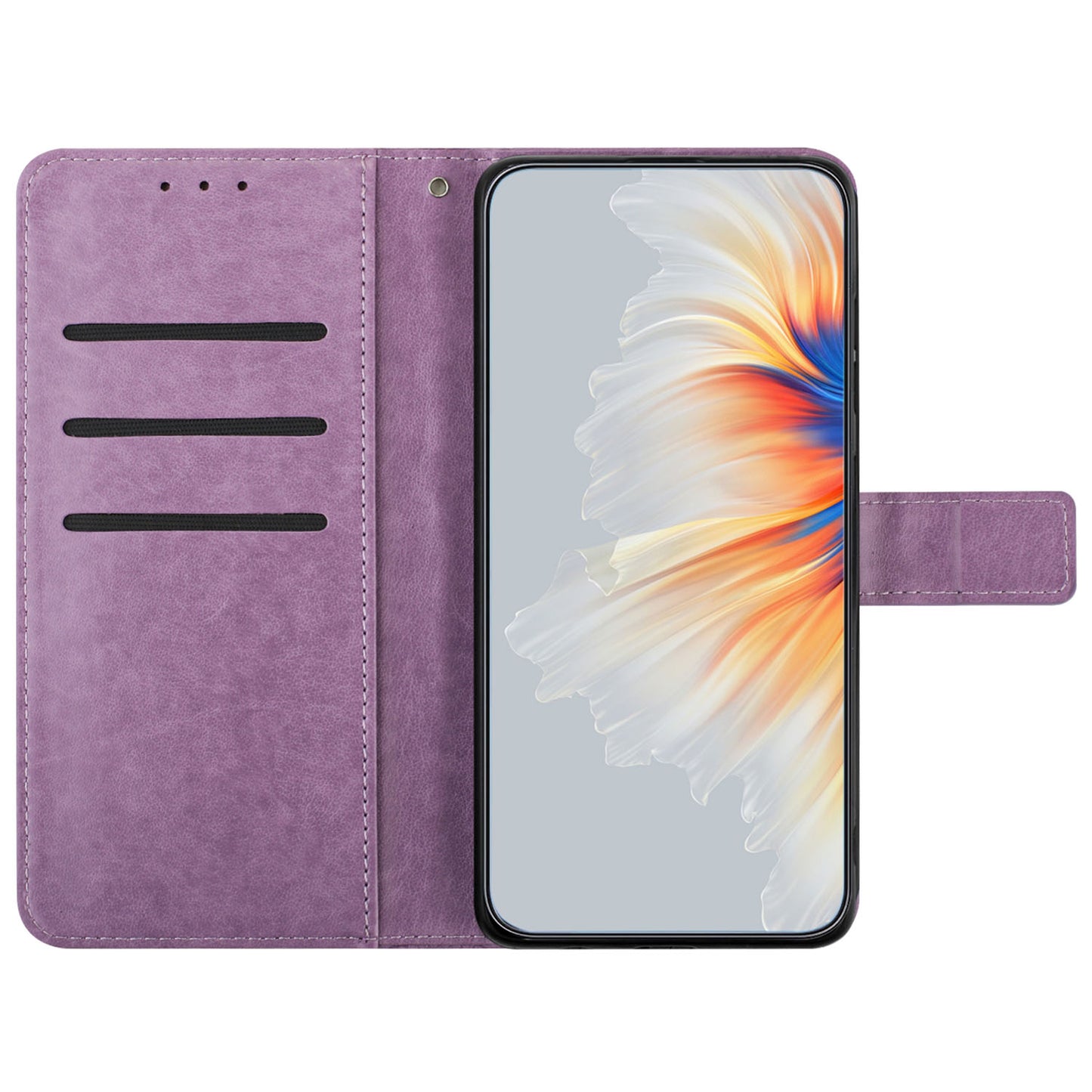 For Samsung Galaxy A06 Leather Case with Card Slots Mandala Pattern Phone Cover Stand - Purple