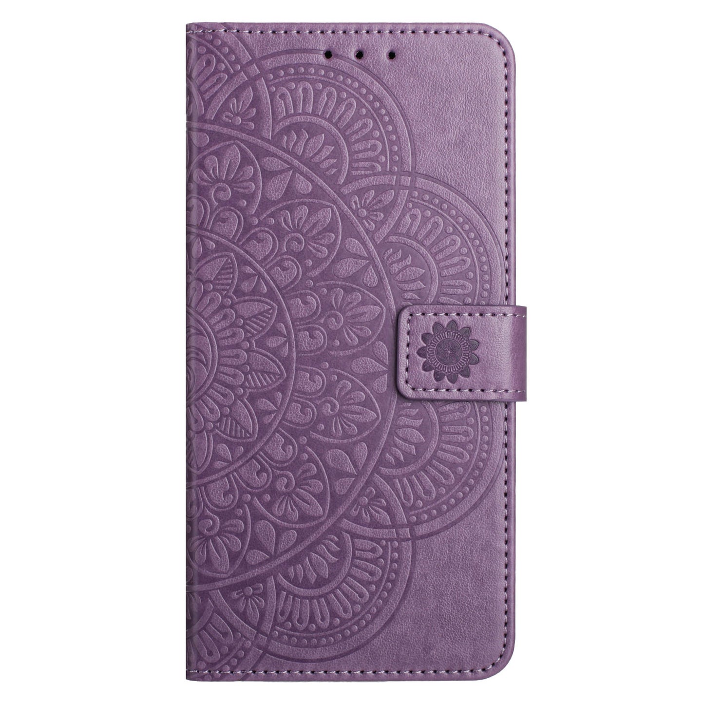 For Samsung Galaxy A06 Leather Case with Card Slots Mandala Pattern Phone Cover Stand - Purple