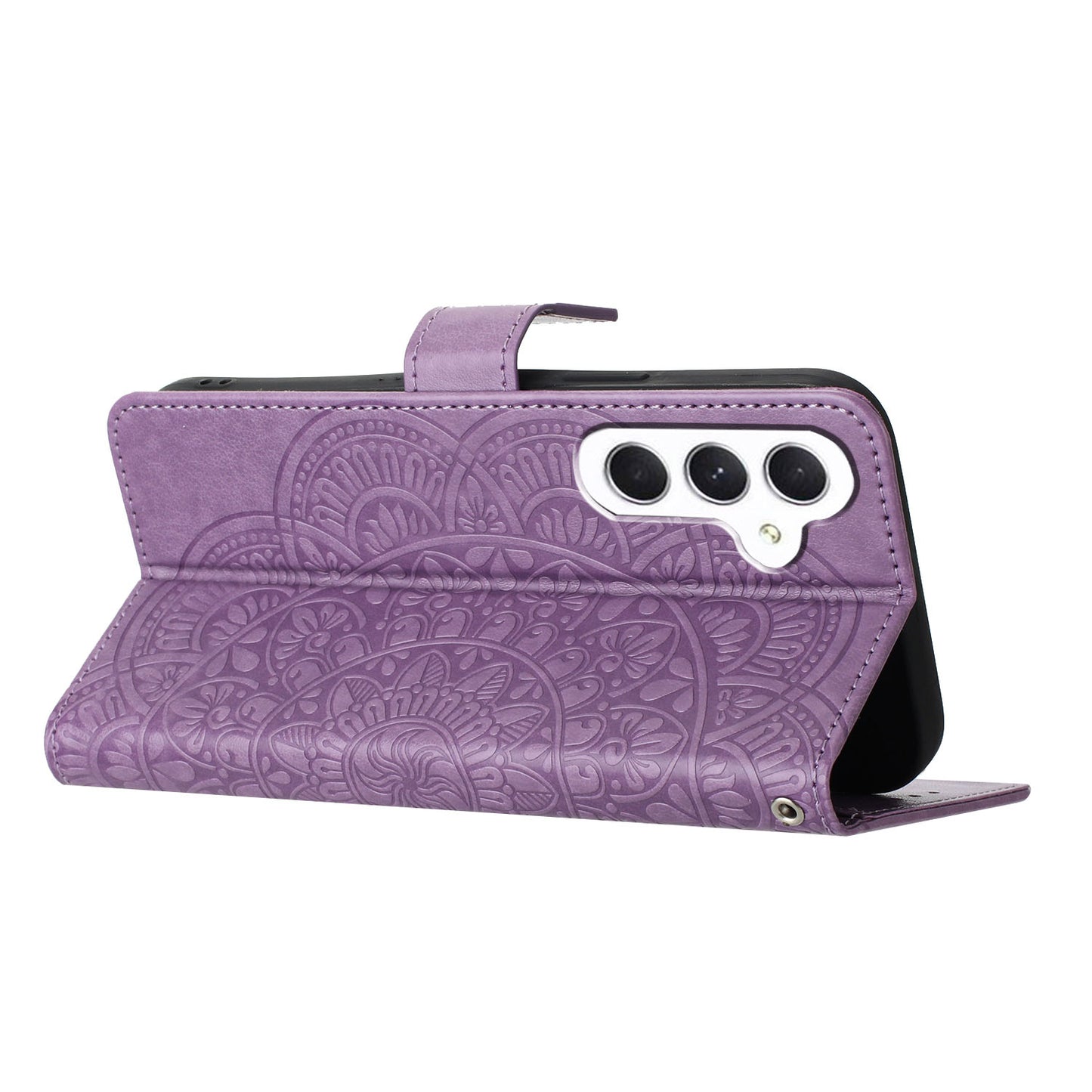 For Samsung Galaxy A16 5G / A16 4G Leather Case with Card Slots Mandala Pattern Phone Cover Stand - Purple