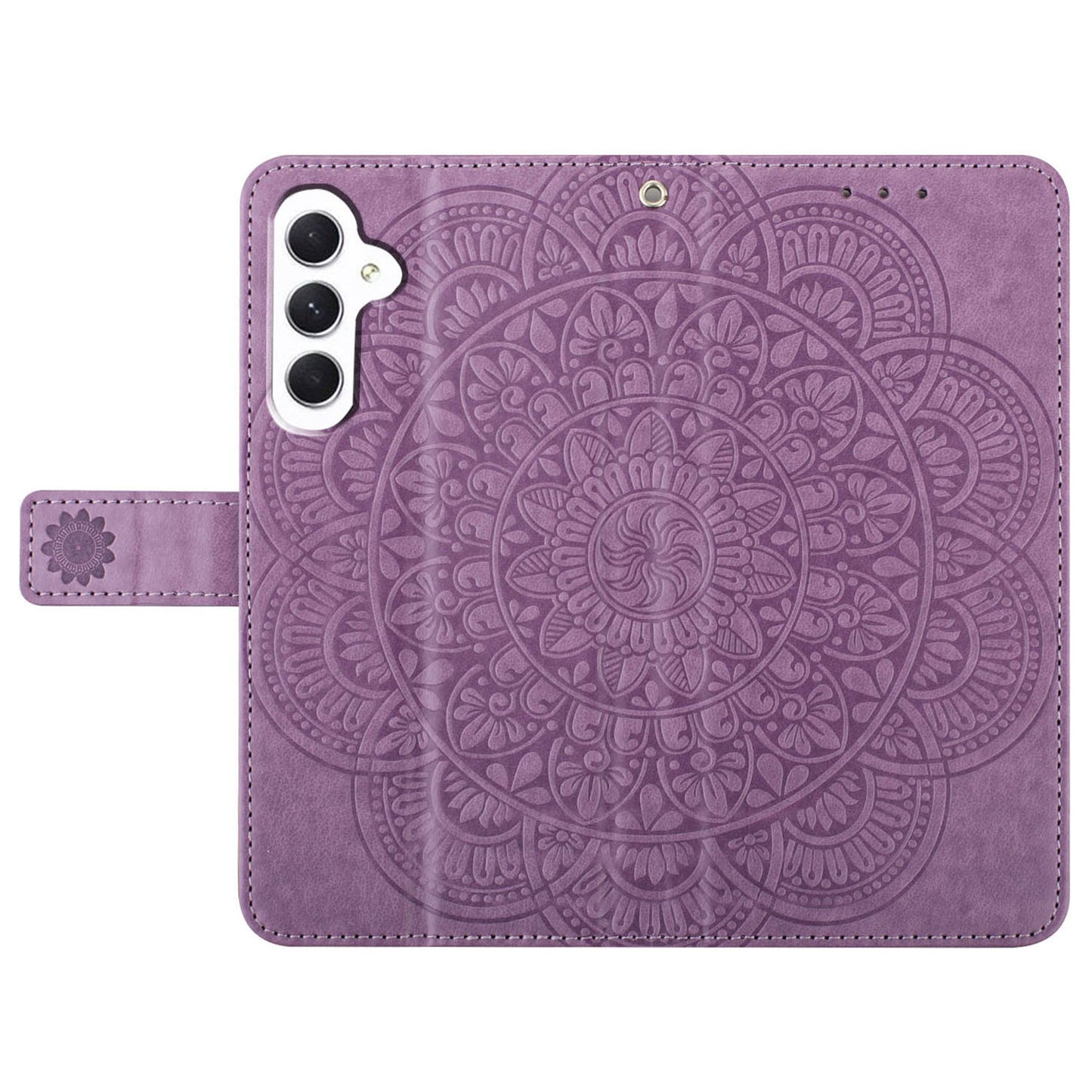 For Samsung Galaxy A16 5G / A16 4G Leather Case with Card Slots Mandala Pattern Phone Cover Stand - Purple