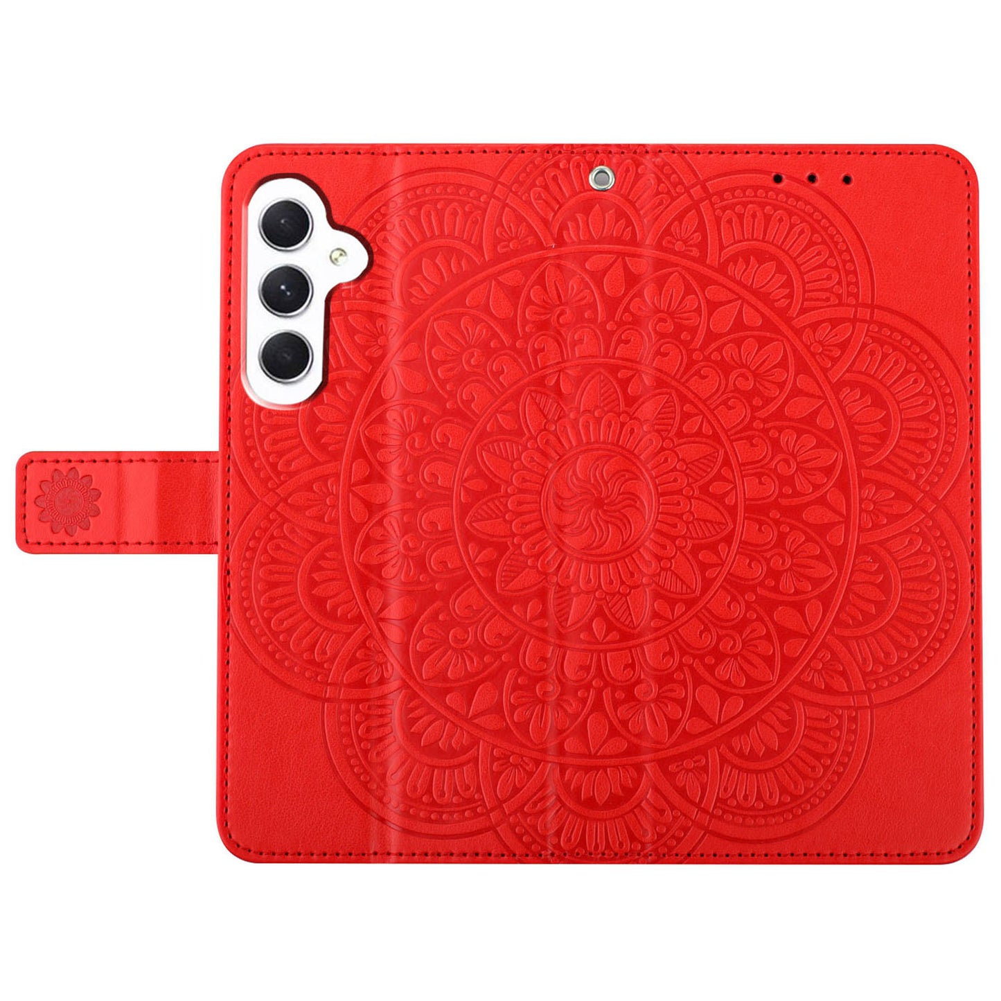 For Samsung Galaxy A16 5G / A16 4G Leather Case with Card Slots Mandala Pattern Phone Cover Stand - Red