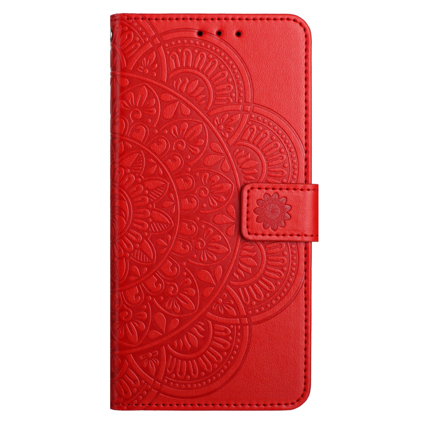 For Samsung Galaxy A16 5G / A16 4G Leather Case with Card Slots Mandala Pattern Phone Cover Stand - Red