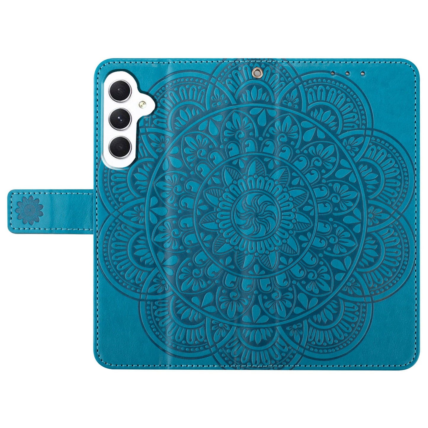 For Samsung Galaxy A16 5G / A16 4G Leather Case with Card Slots Mandala Pattern Phone Cover Stand - Blue