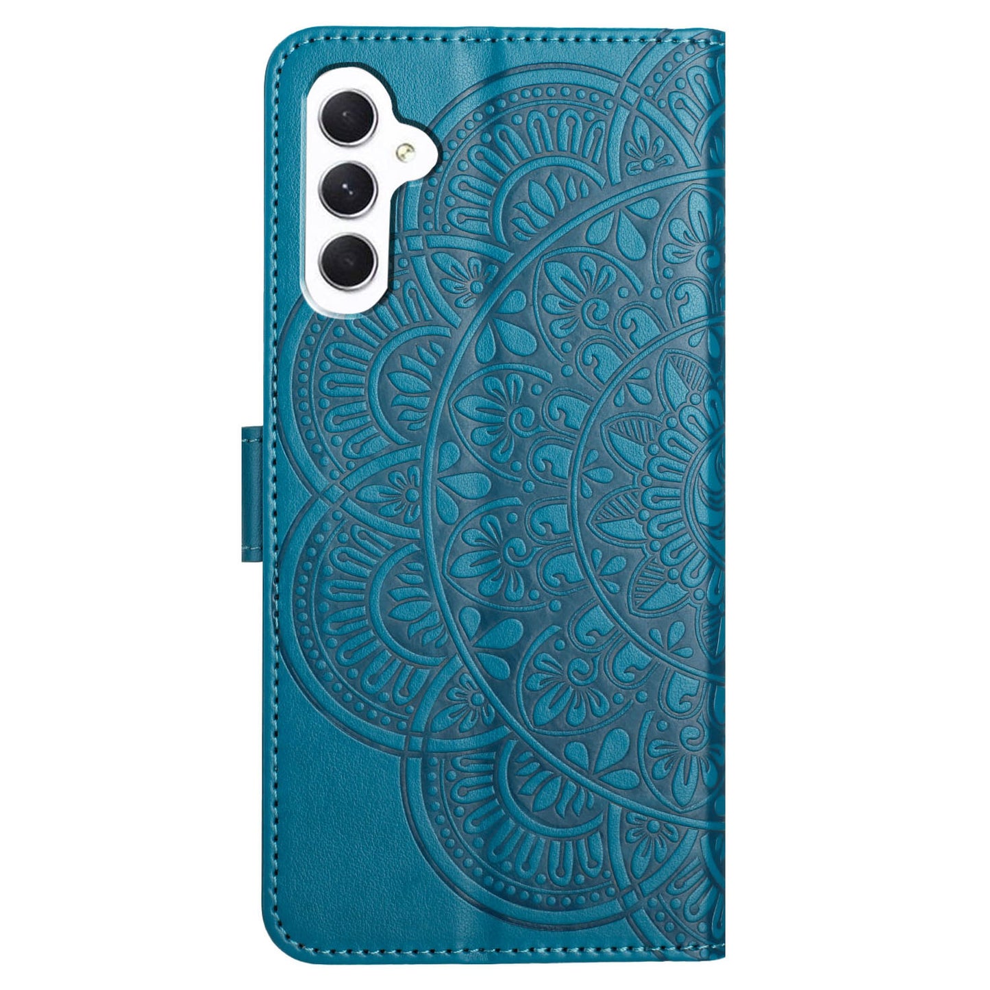 For Samsung Galaxy A16 5G / A16 4G Leather Case with Card Slots Mandala Pattern Phone Cover Stand - Blue