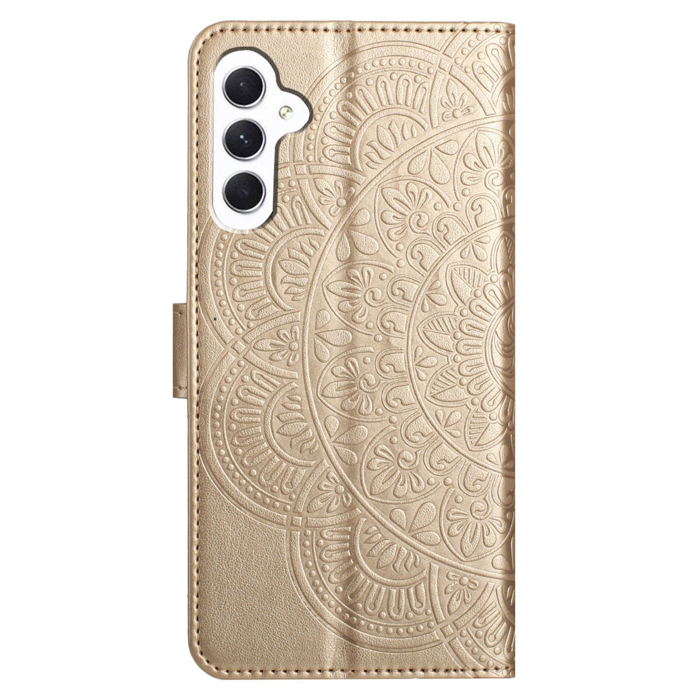 For Samsung Galaxy A16 5G / A16 4G Leather Case with Card Slots Mandala Pattern Phone Cover Stand - Gold
