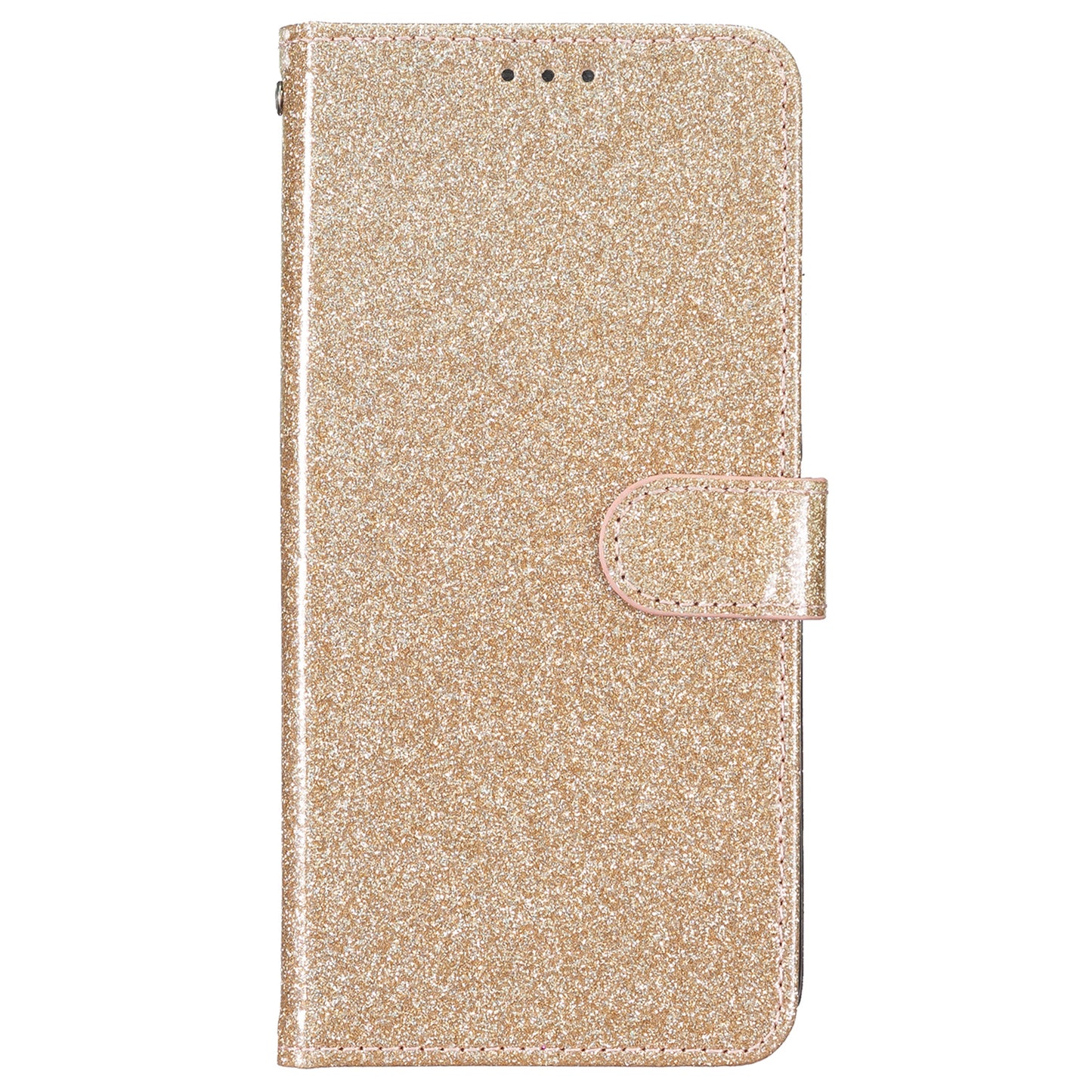 For Samsung Galaxy A06 Wallet Case Glitter Anti-Scratch Leather Phone Cover Stand - Gold