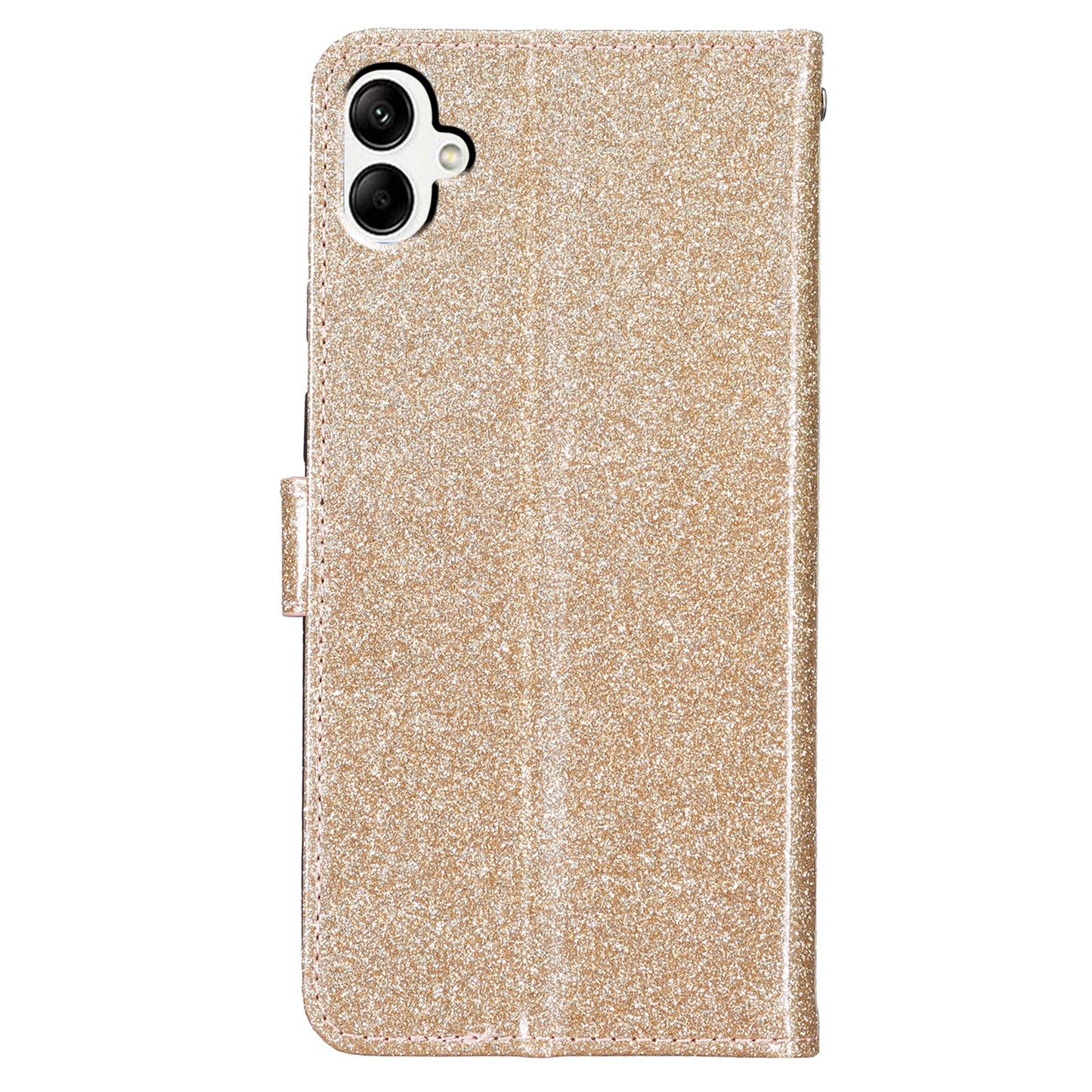 For Samsung Galaxy A06 Wallet Case Glitter Anti-Scratch Leather Phone Cover Stand - Gold