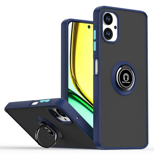 For Samsung Galaxy A06 Case Ring Holder Kickstand TPU+Acrylic Phone Cover - Sapphire