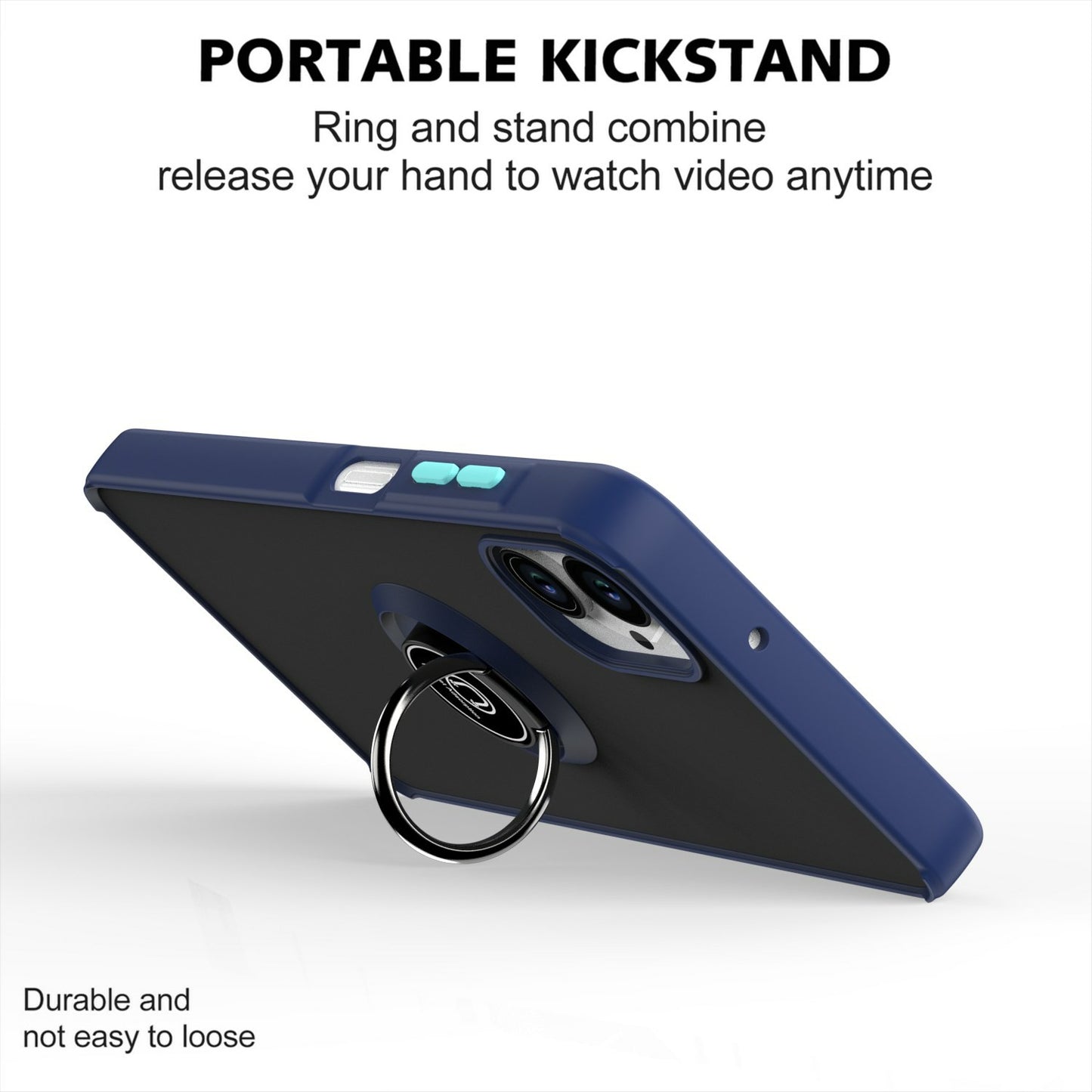 For Samsung Galaxy A06 Case Ring Holder Kickstand TPU+Acrylic Phone Cover - Sapphire