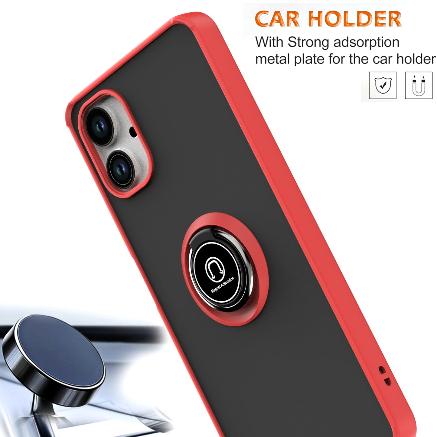 For Samsung Galaxy A06 Case Ring Holder Kickstand TPU+Acrylic Phone Cover - Red